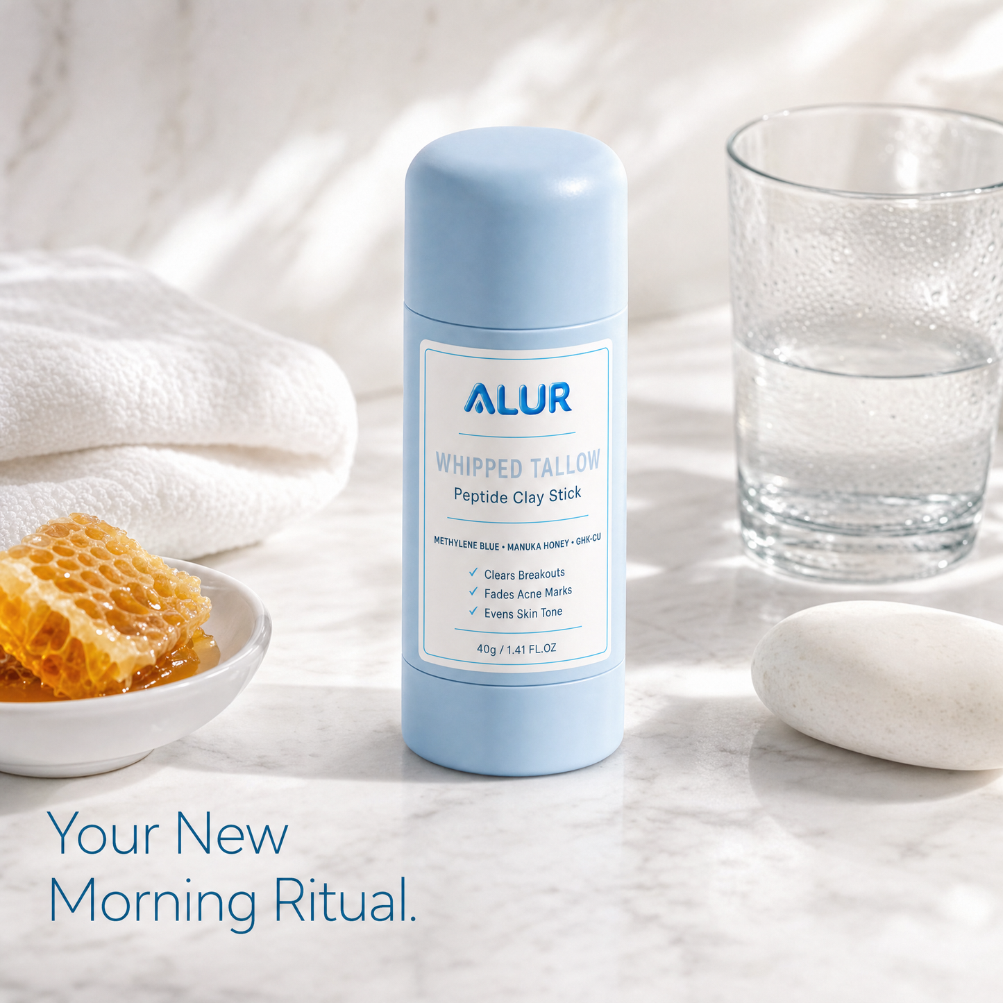 ALUR Whipped Tallow Peptide Clay Stick - Bathroom Lifestyle