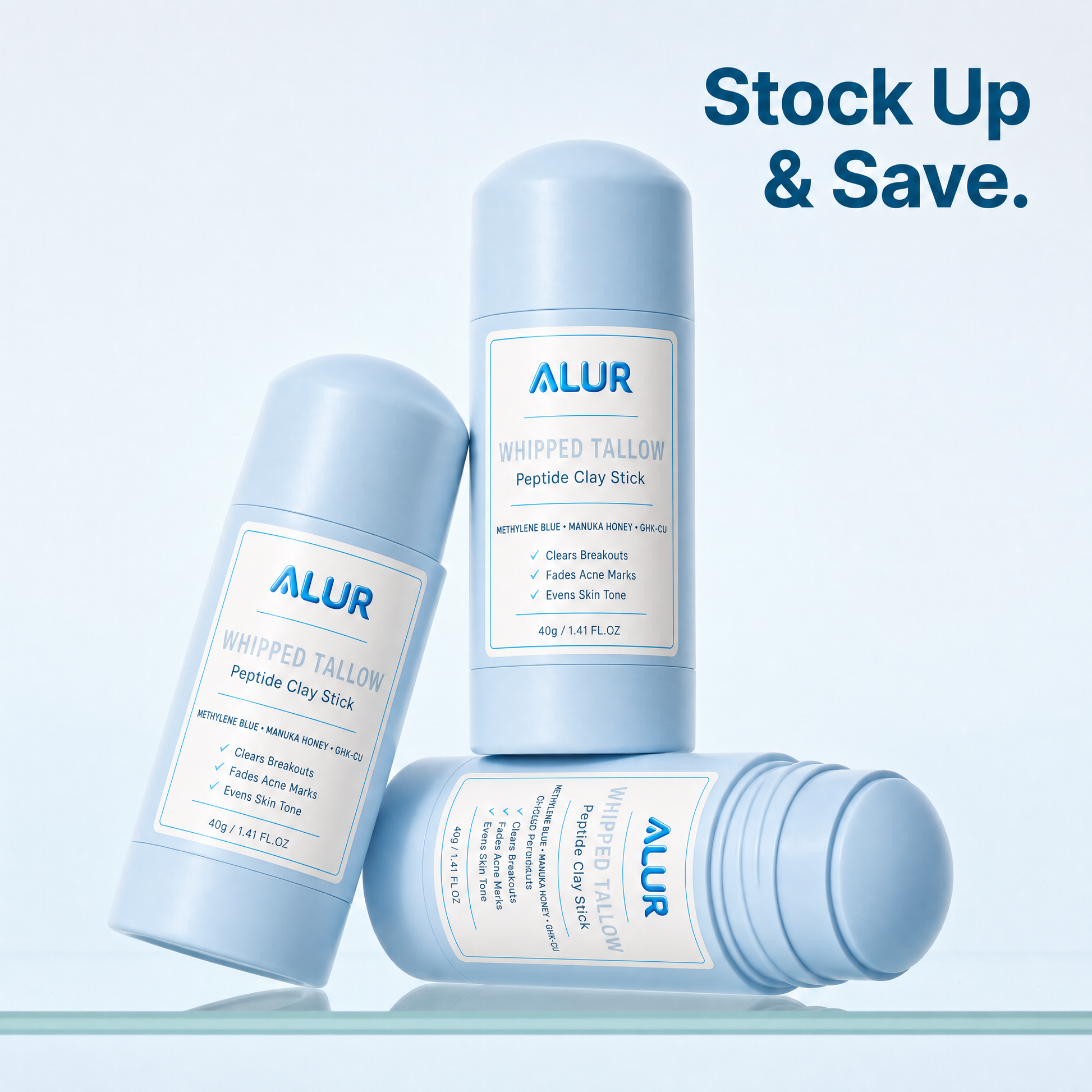 ALUR Whipped Tallow Peptide Clay Stick - Bundle Stack